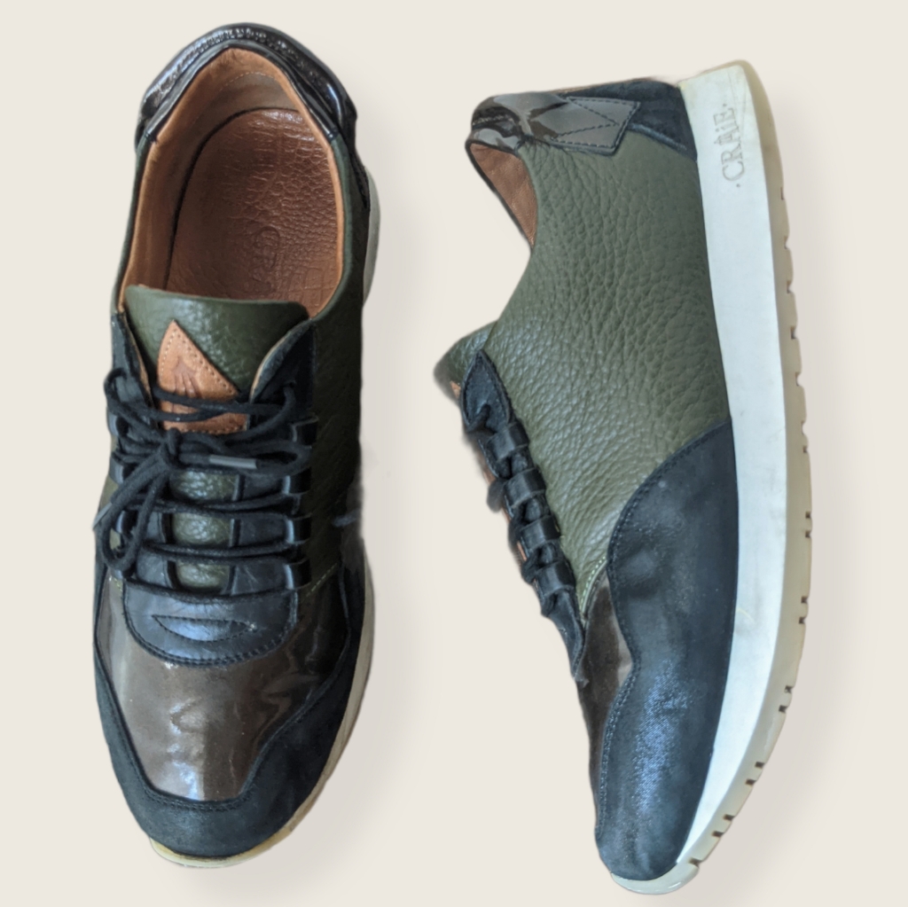 Craie Brand Leather Sneakers Green Women's Sz 39 8.5
